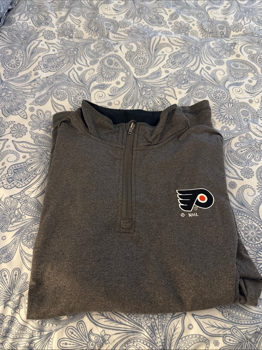 NHL Men's Dark Gray Quarter-Zip with Flyers Logo